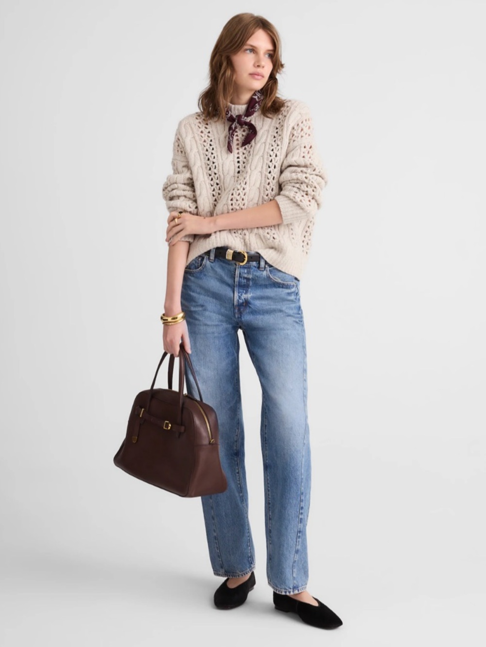 Madewell Marled Cable-Knit Sweater